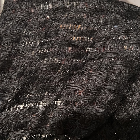 Black with silver sparkle scarf. 72” x 44” not including fringe. - Picture 5 of 5